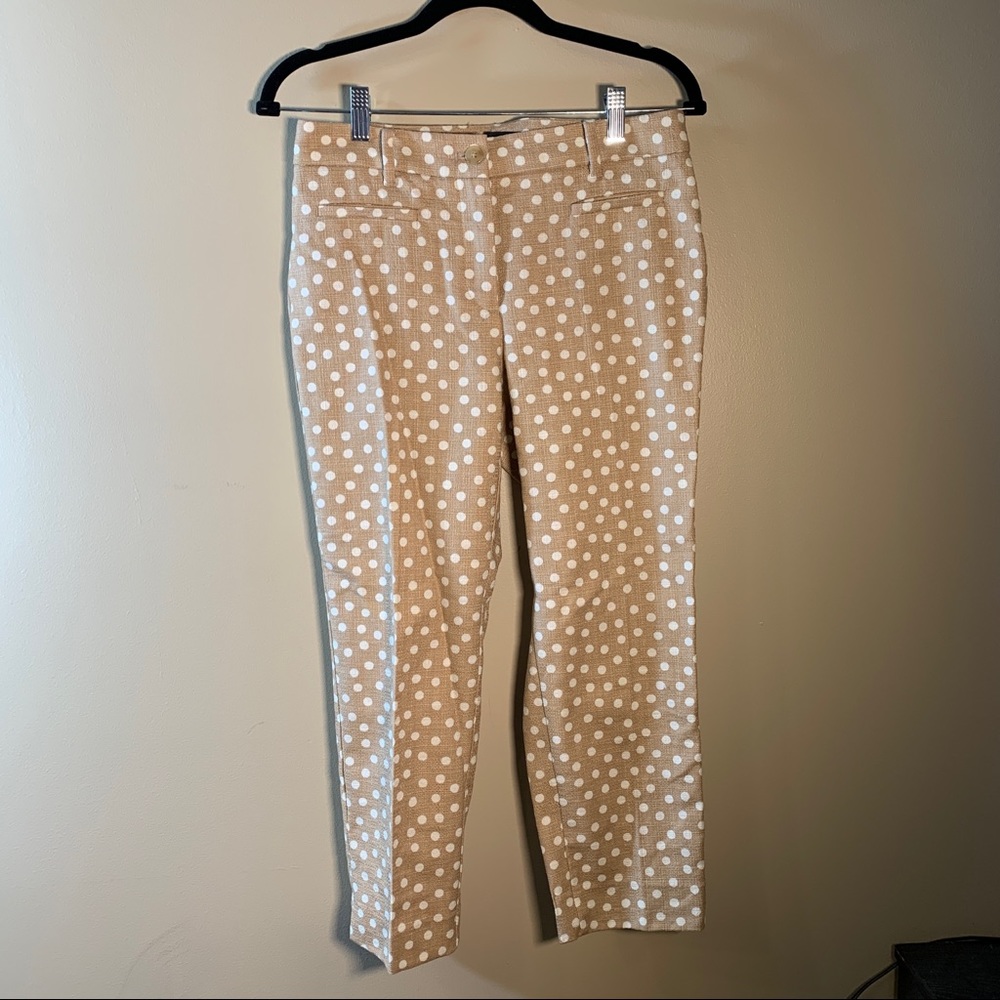 Ann Taylor tan polka dot cropped cotton pant 4P capri
